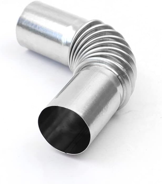 13cm Stainless Steel Bent Threaded Corrugated Exhaust Pipe Connector Durable Heat Resistant Rust Proof Design for Efficient Exhaust Systems Ideal for Automotive (2pcs)