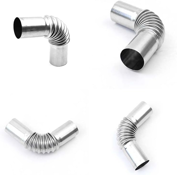 13cm Stainless Steel Bent Threaded Corrugated Exhaust Pipe Connector Durable Heat Resistant Rust Proof Design for Efficient Exhaust Systems Ideal for Automotive (2pcs)