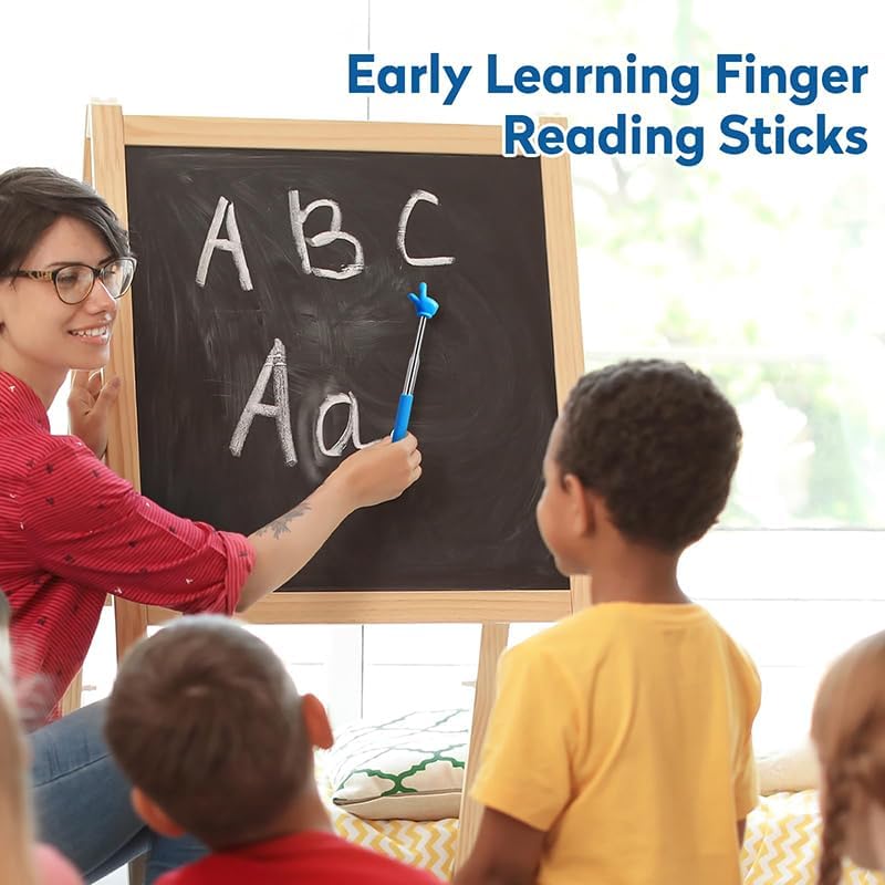 Retractable Reading Pointer Stick for Kids, Teachers, Stretchable, Lightweight, Durable, Classroom Presentation Educational Tool, Great Reading Guidance and Instructions(Blue+Pink+Black&White)