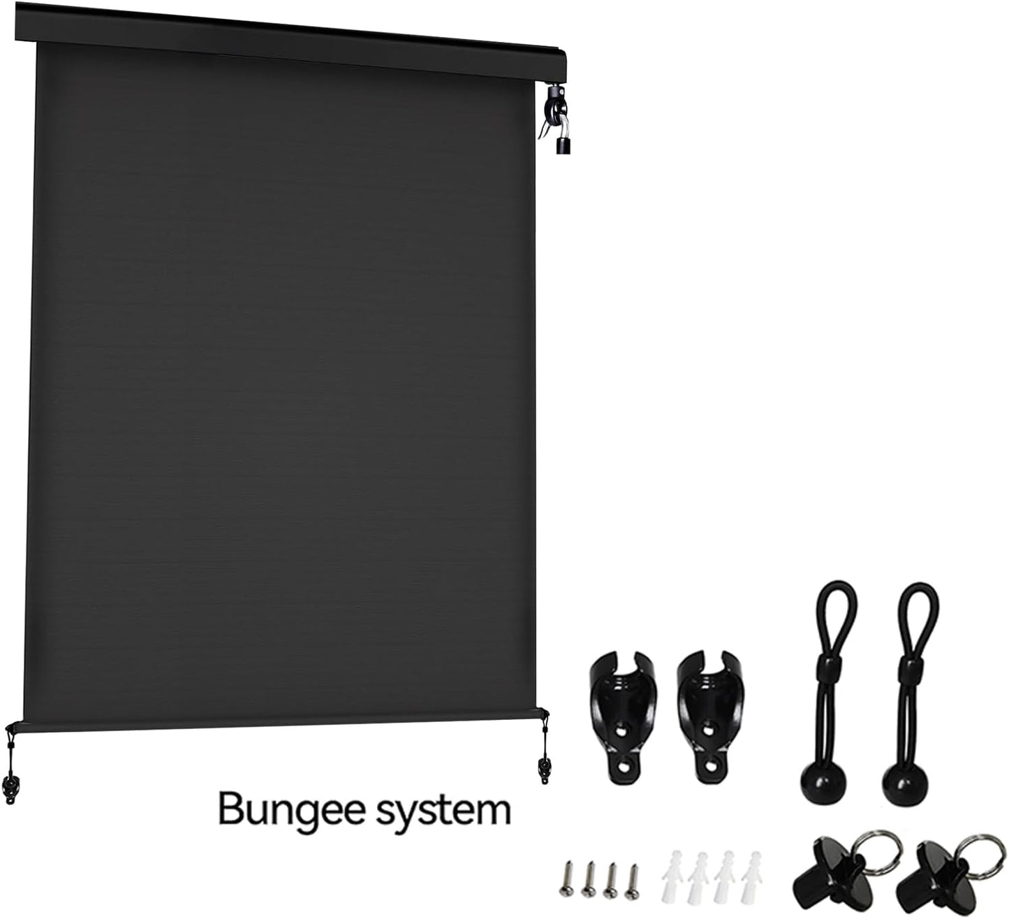 Replacement Shade Parts Bungee End Cap Kit for Exterior Cordless Roller Shades Outdoor Blinds（ 2 Sets） (Black)