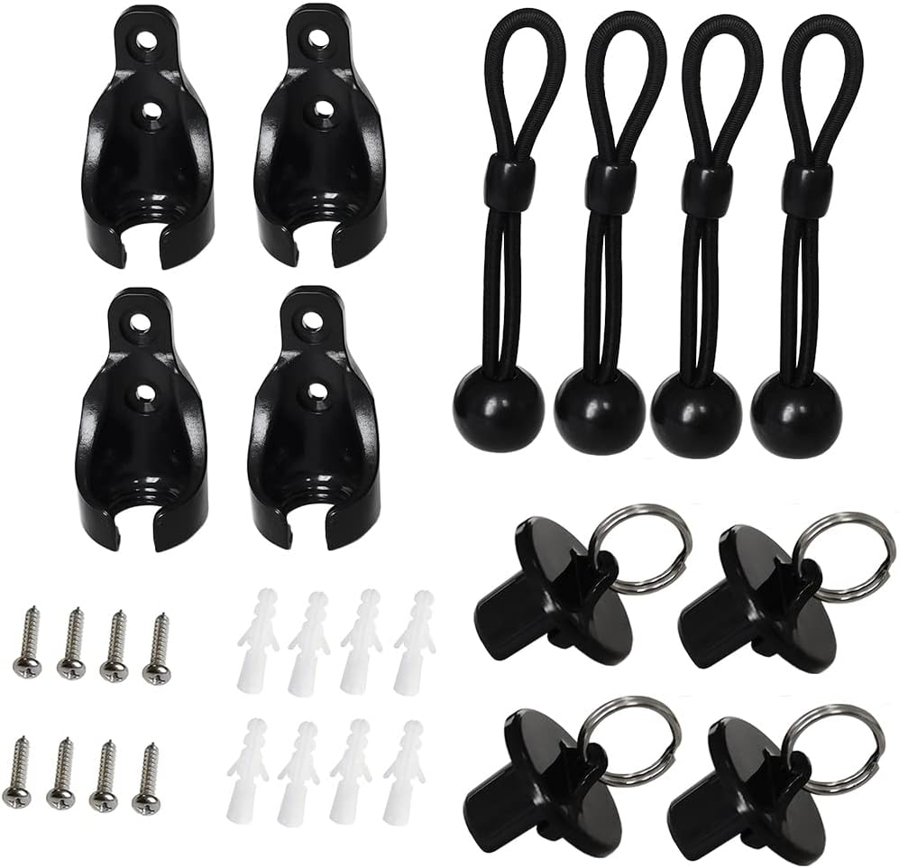 Replacement Shade Parts Bungee End Cap Kit for Exterior Cordless Roller Shades Outdoor Blinds（ 2 Sets） (Black)