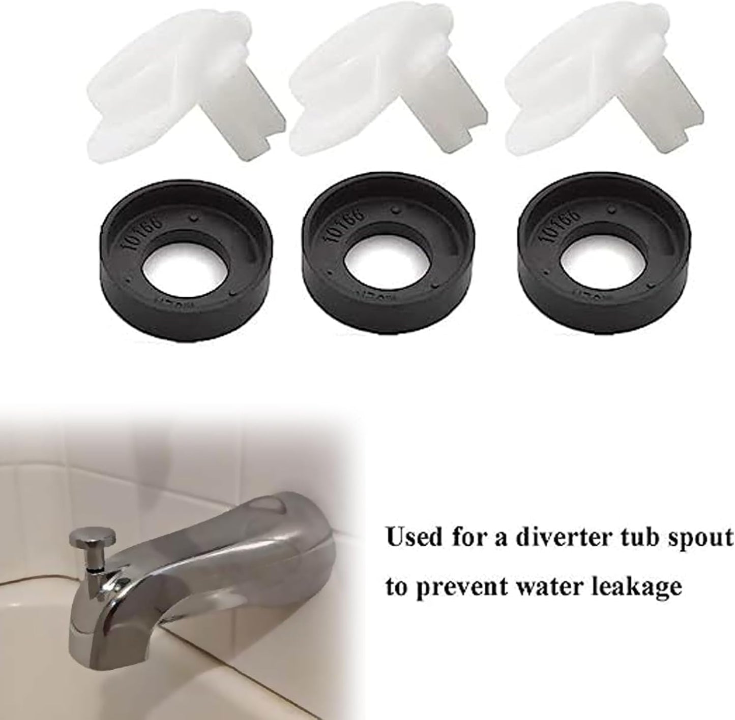 3PCS 101237 OEM for Moen Cup Seal & Diverter Gate for Plumbing Fixture or Faucet, 3800 Tub Spout Replacement Part