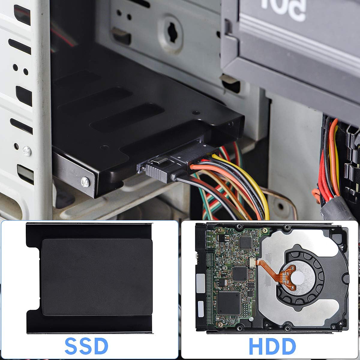 SSD Mounting Bracket 2Pack, 2.5'' SSD HDD to 3.5" Metal Mounting Adapter Hard Drive Holder for PC
