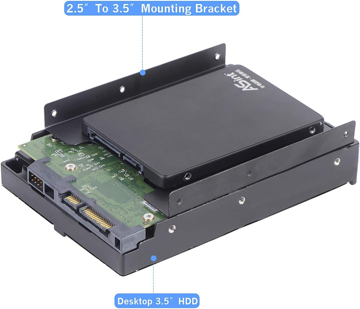 SSD Mounting Bracket 2Pack, 2.5'' SSD HDD to 3.5" Metal Mounting Adapter Hard Drive Holder for PC