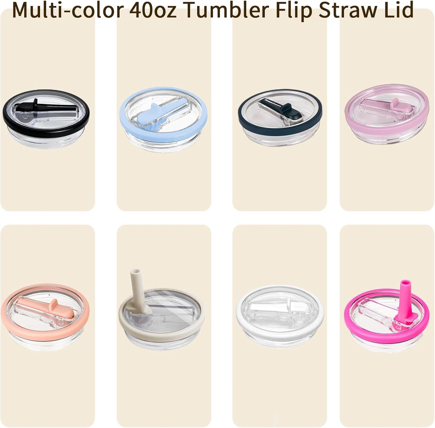 40 oz Flip Straw Lid Replacement for Stanley Tumbler, 2 Pack Spill Proof Leakproof Tumbler Lid Fit for Stanley Quencher H2.0 Cup Adventure Quencher, No Spill Cup Lids Covers with Straw- Cream