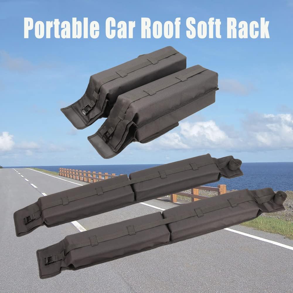 Universal Soft Roof Rack Pads for car Without crossbars,Carrier for Kayak,Surfboard,SUP,Canoe with Tie Down Strap,Quick Loop Strap and Storage Bag