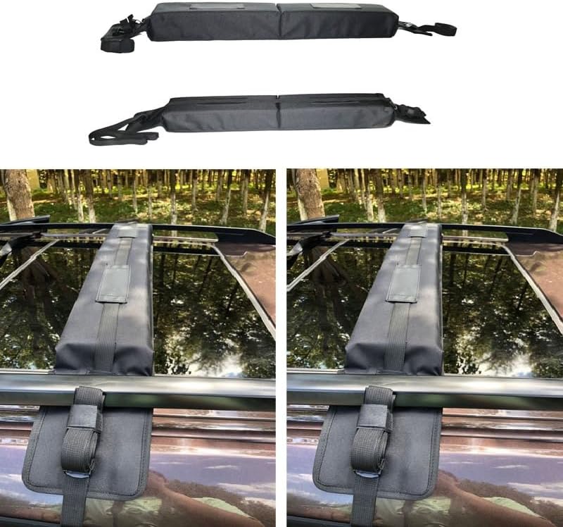 Universal Soft Roof Rack Pads for car Without crossbars,Carrier for Kayak,Surfboard,SUP,Canoe with Tie Down Strap,Quick Loop Strap and Storage Bag
