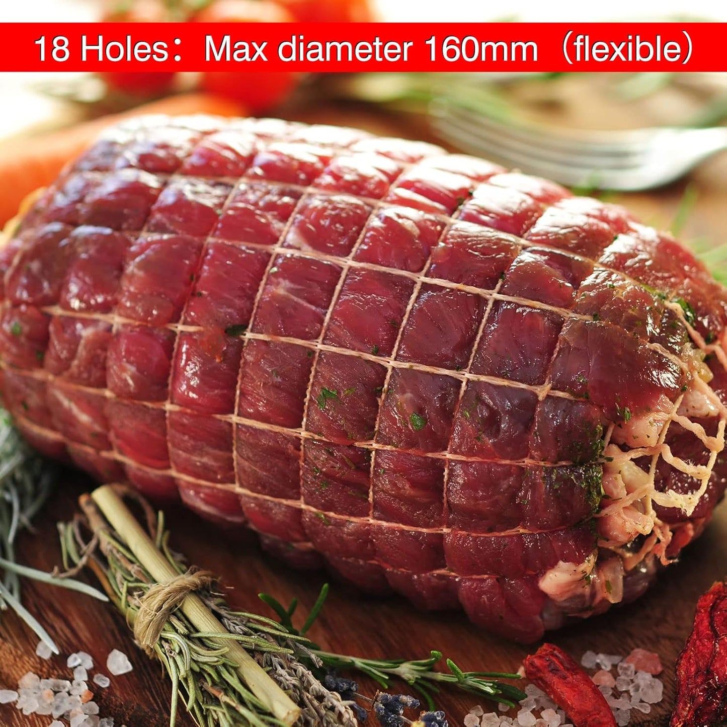 5m Meat Netting Roll,Size 18,Elastic Smoked Meat Poultry Ham Netting Meat Butcher Twine Net Roll Wrapping Net,Beef Netting Roll for Meat Cooking Meat Sausage Making