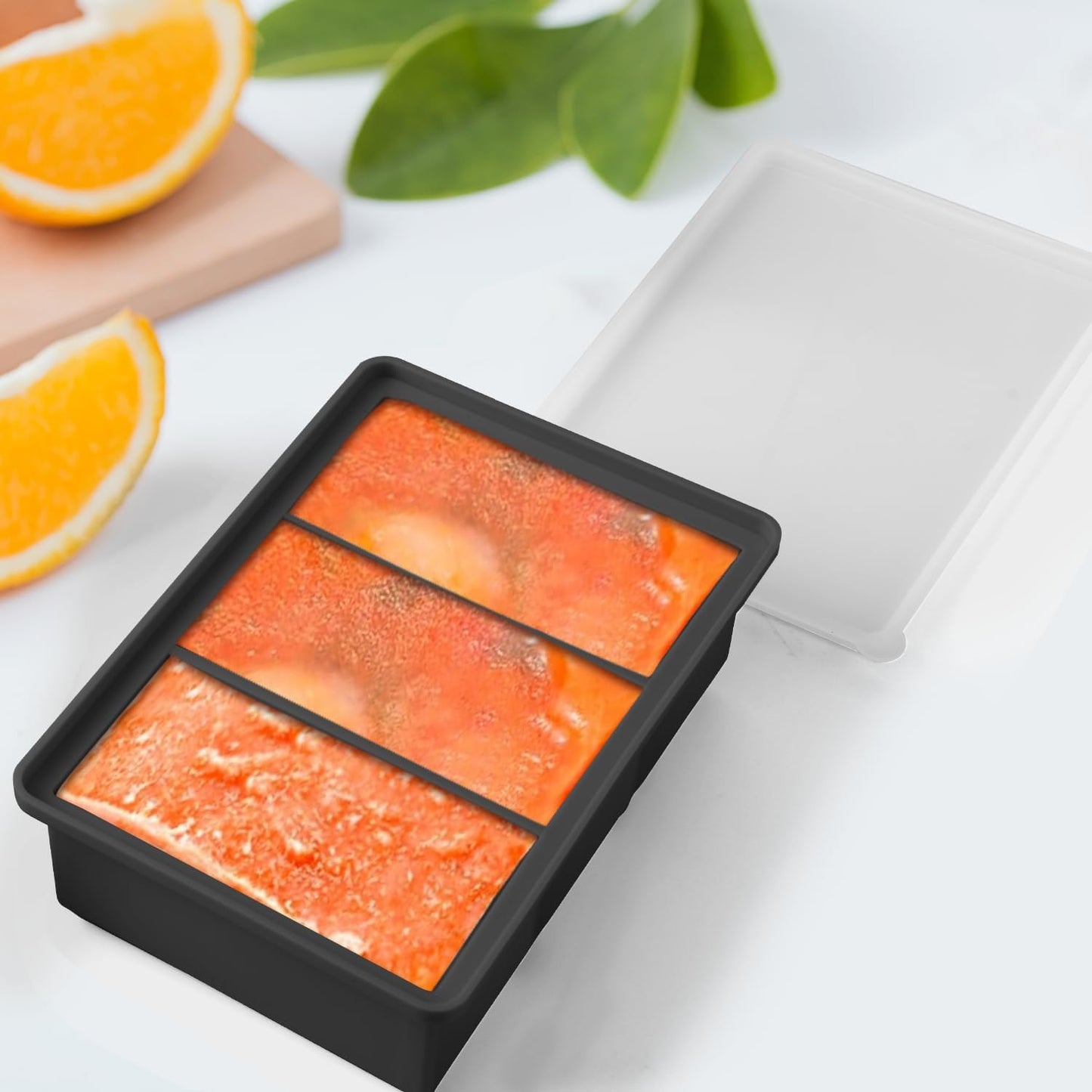 Silicone Ice Cube Trays with Lid for Soup,2 Pack Freezer Container Molds,Easy Release Large Ice Cube Trays-Makes 6 Perfect 1 Cup Portions for Stews Sauces,Broth,Leftovers Storage,Dishwasher Safe