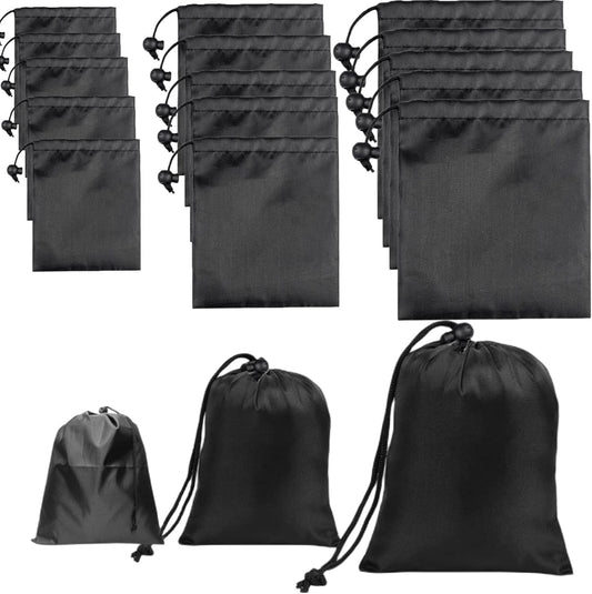 Drawstring Bag String Bag - 15Packs 3Sizes Nylon Cinch Ditty Stuff Pouch with Toggle for Gym, Luggage, Storage, Shoes, Travel