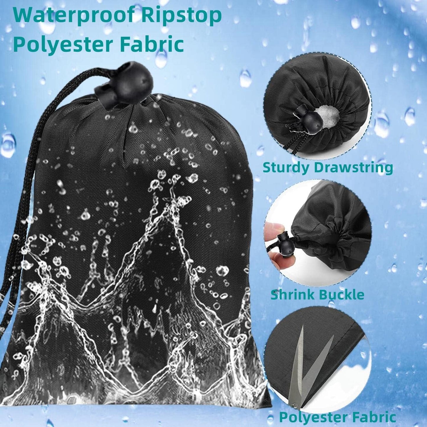 Drawstring Bag String Bag - 15Packs 3Sizes Nylon Cinch Ditty Stuff Pouch with Toggle for Gym, Luggage, Storage, Shoes, Travel