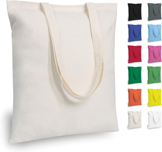 5 | 12 | 24 | 48 Pack Economical Cotton Tote Bag, Lightweight Medium Reusable Grocery Shopping Cloth Bags, Suitable for DIY, Advertising, Promotion, Gift, Giveaway, Activity (5-Pack)