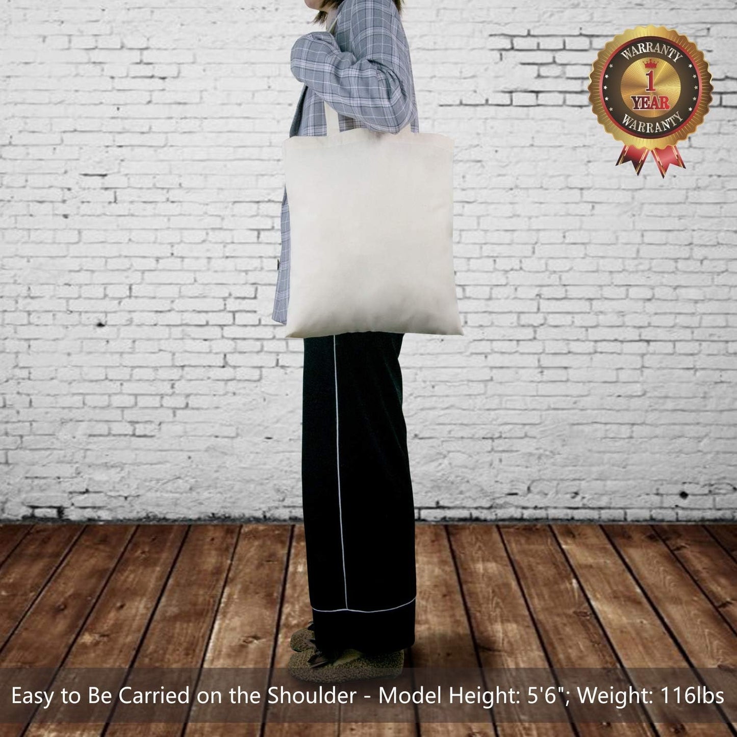 5 | 12 | 24 | 48 Pack Economical Cotton Tote Bag, Lightweight Medium Reusable Grocery Shopping Cloth Bags, Suitable for DIY, Advertising, Promotion, Gift, Giveaway, Activity (5-Pack)