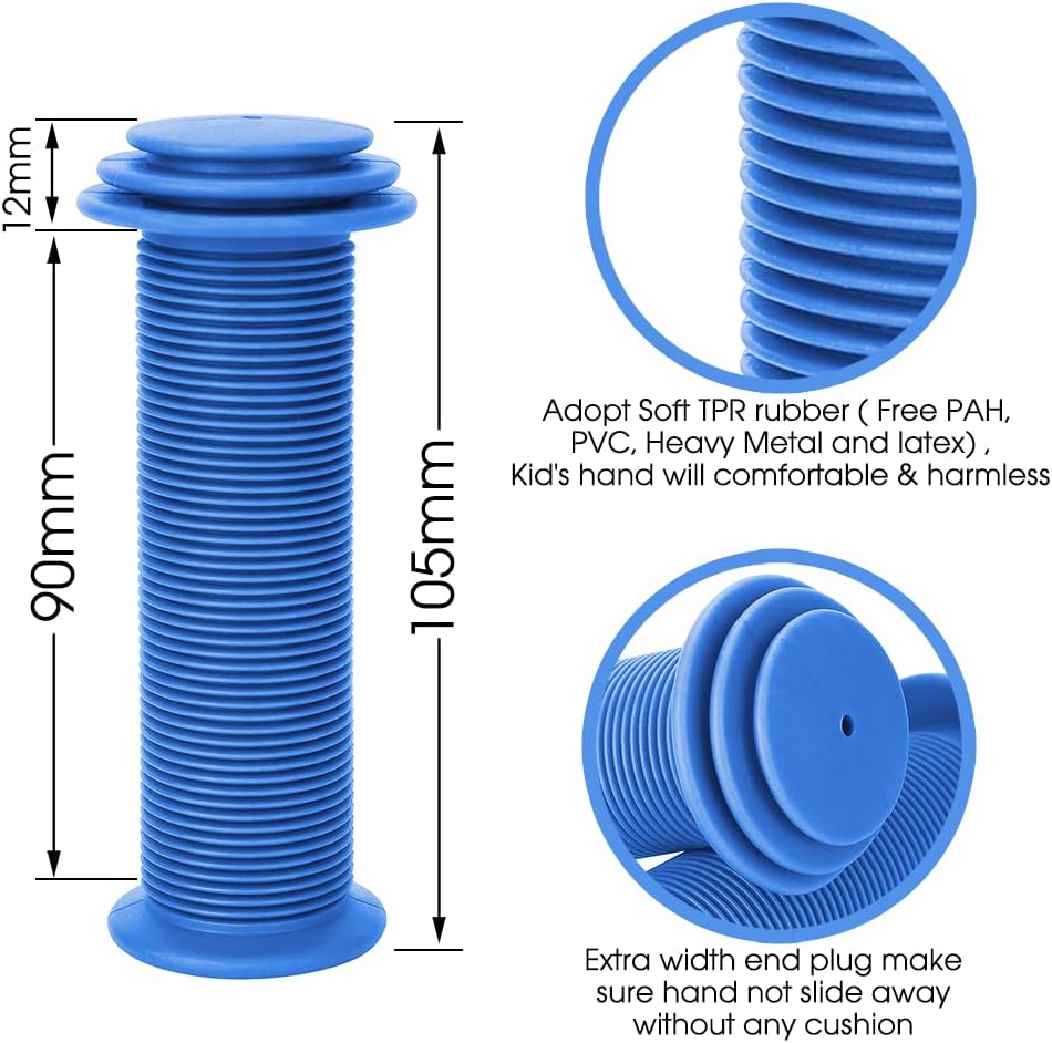 Kids Bike Grips - Kid Bicycle Grips Handlebar 22.2mm for 12”to 16”Bike with Safe Mushroom Pattern | 105mm Soft Toddler Balance Bike Grips Mini Kick Scooter Tricycle Grips for Boys Girls
