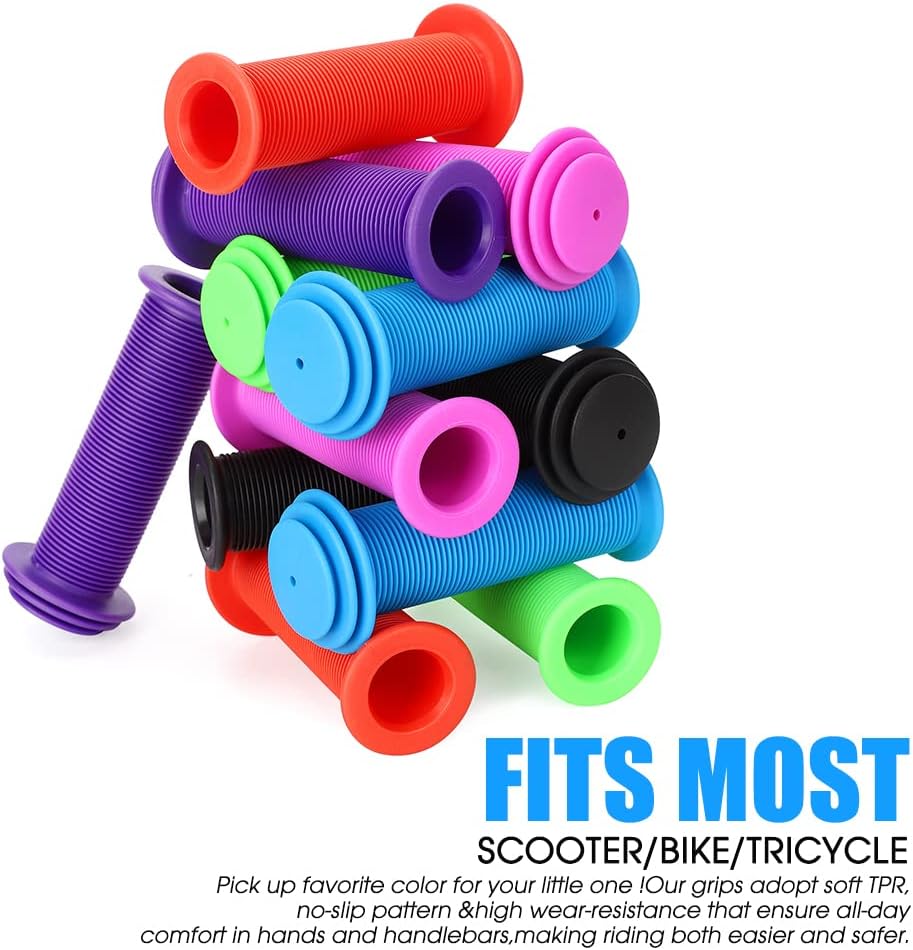 Kids Bike Grips - Kid Bicycle Grips Handlebar 22.2mm for 12”to 16”Bike with Safe Mushroom Pattern | 105mm Soft Toddler Balance Bike Grips Mini Kick Scooter Tricycle Grips for Boys Girls
