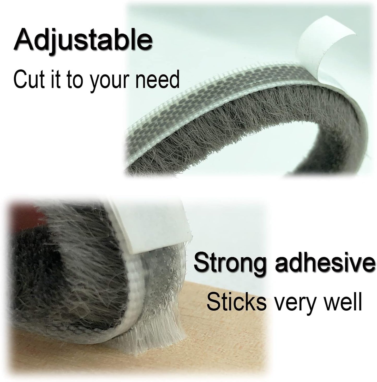 Self Adhesive Pile Weather Stripping Brush for Sliding Windows/Doors, Brush Window Seal Strip, Fuzzy Draft Stopper Weatherstrip Sealing Tape (5m/16.4ft, Grey)