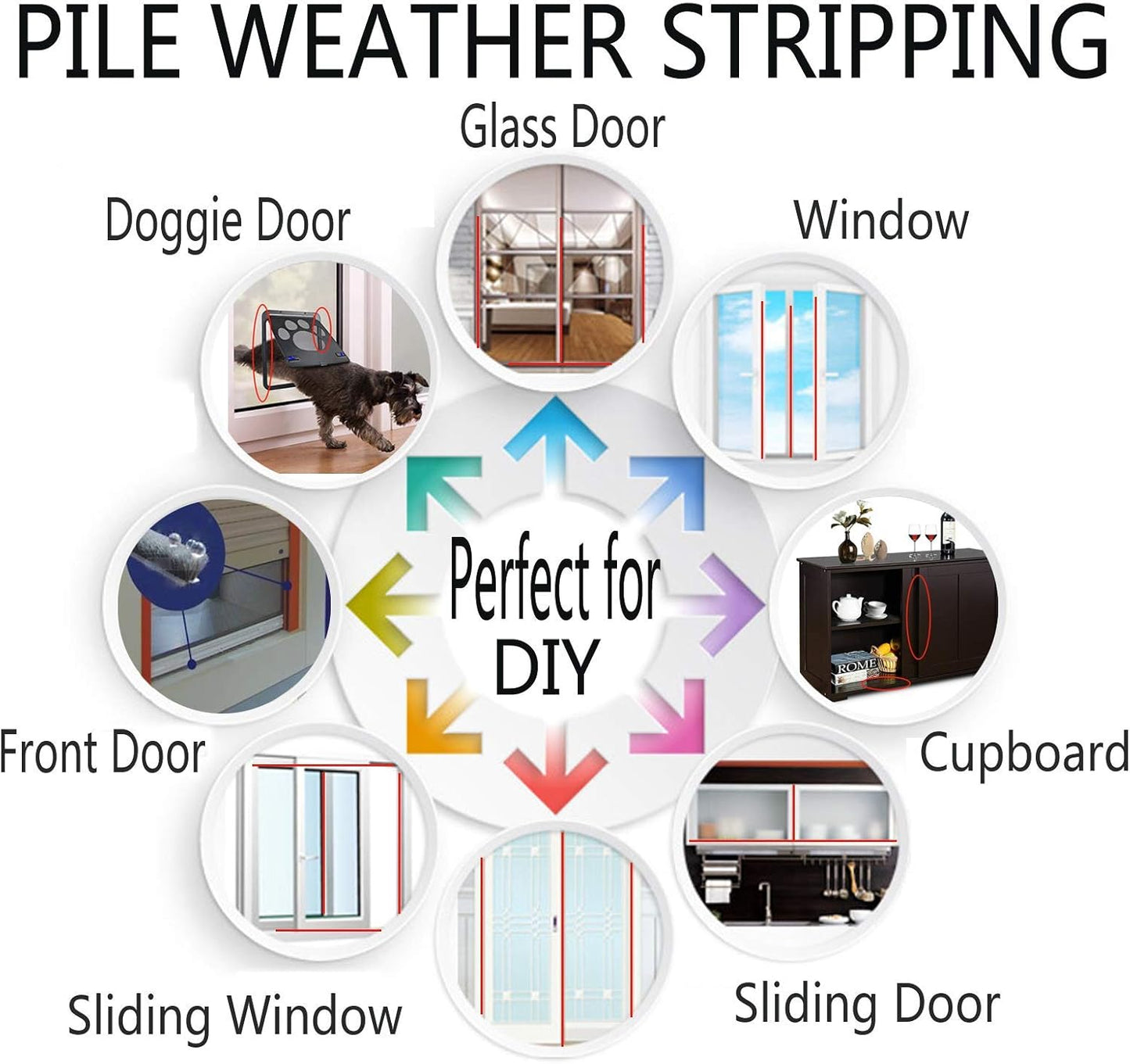 Self Adhesive Pile Weather Stripping Brush for Sliding Windows/Doors, Brush Window Seal Strip, Fuzzy Draft Stopper Weatherstrip Sealing Tape (5m/16.4ft, Grey)