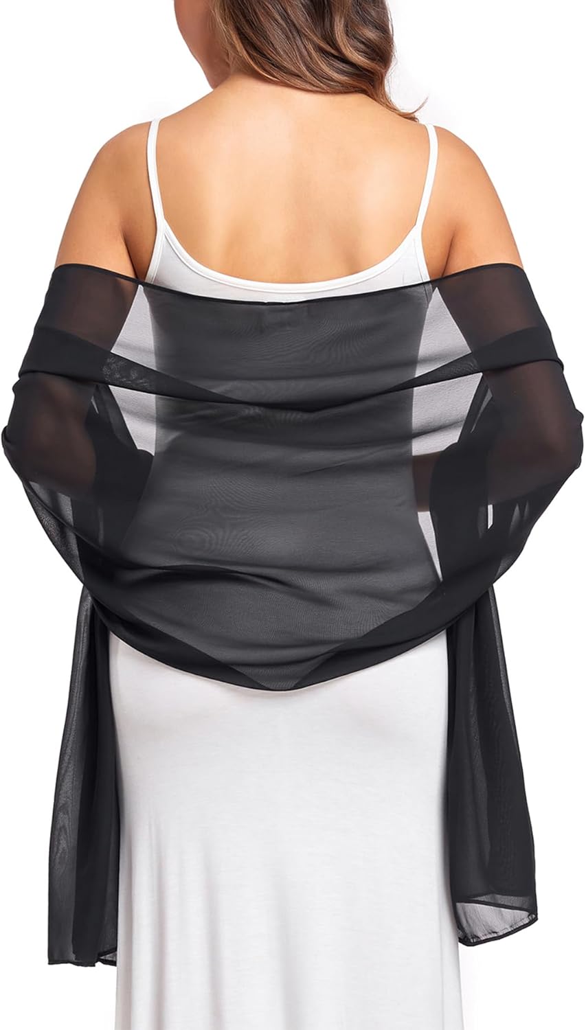 Soft Chiffon Scarve Shawls Wraps for Dresses Women Accessories Black