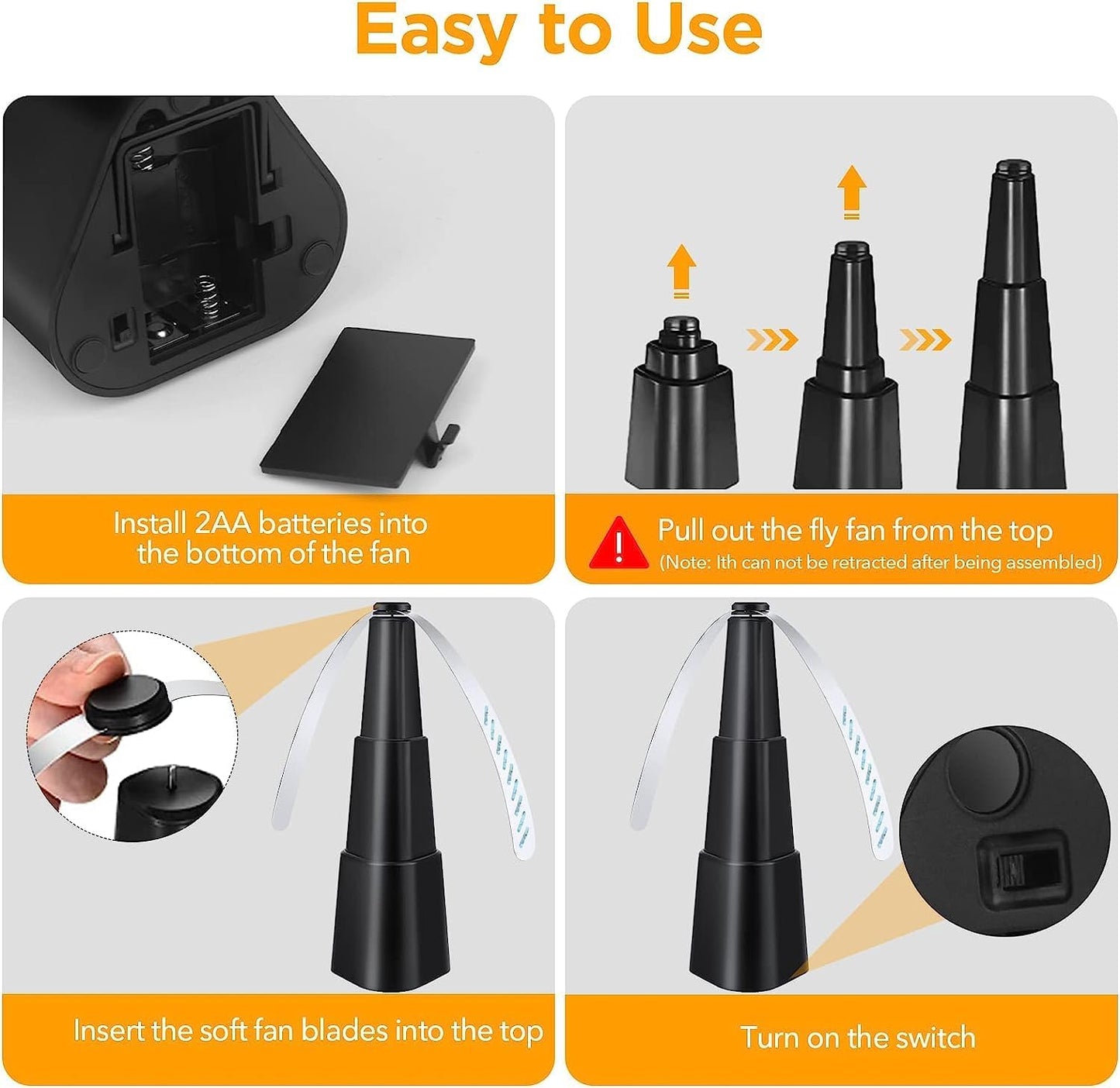 2 Pcs Picnic Fly Fans for Tables,Fly Repellent Fan Indoor Outdoor with Holographic Blades Keep Flies Away,Suitable for Picnic, Party, Restaurant, Kitchen