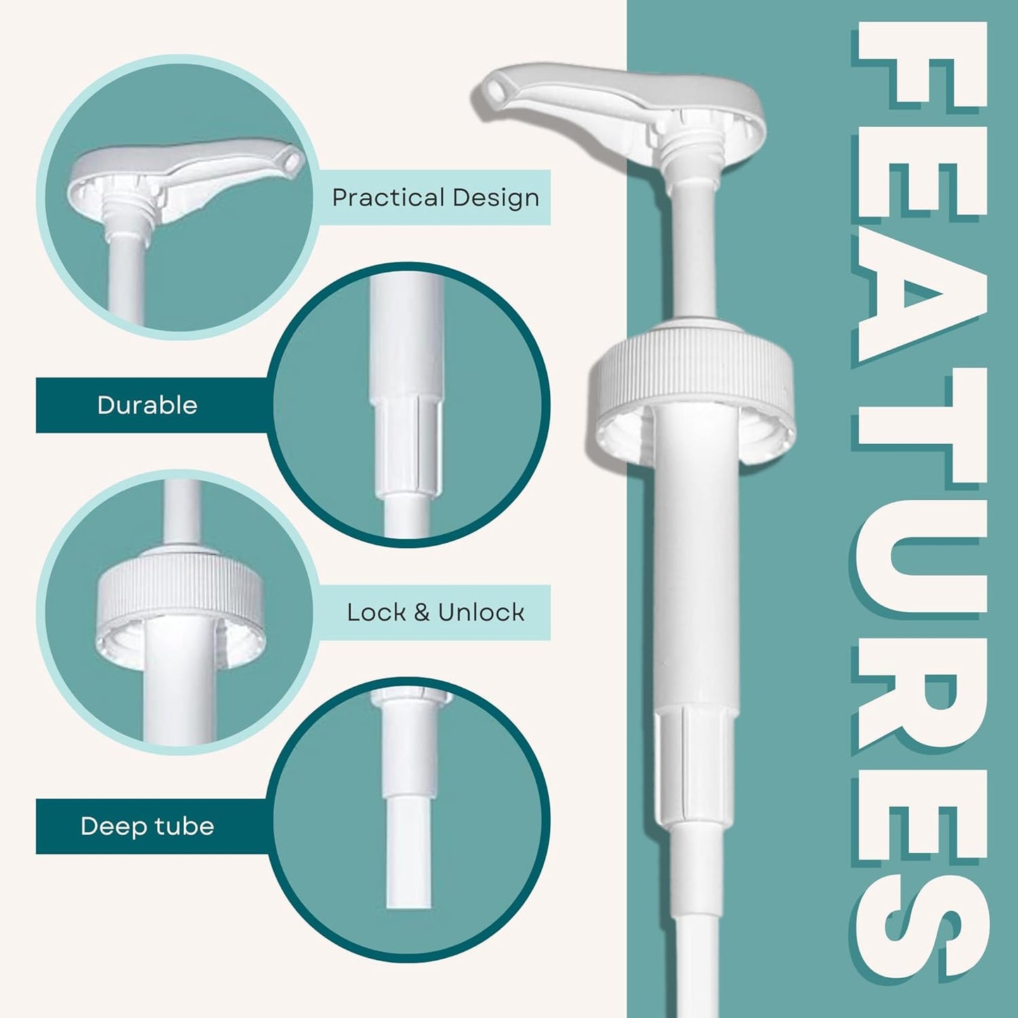 Gallon Pump Dispenser for Glass or Plastic Bottles - Heavy-Duty Leak Proof for Commercial and Household Use - 1 Gallon Jug - Non-BPA (Pack of 2)