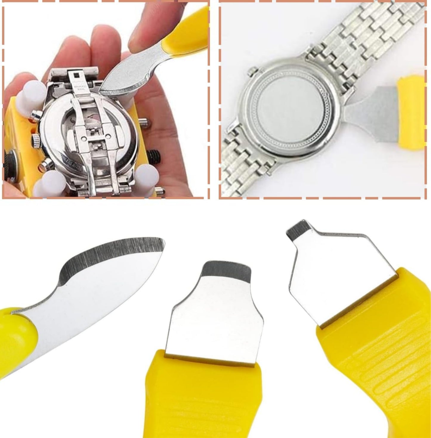 3pcs Watch Back Case Remover Tool Kit ，2 in 1 Watch Back Case Cover Opener Knife & Watch Battery Change Remover Replacement for Watchmakers Repair Tool Fix Tool Set. (Orange color)