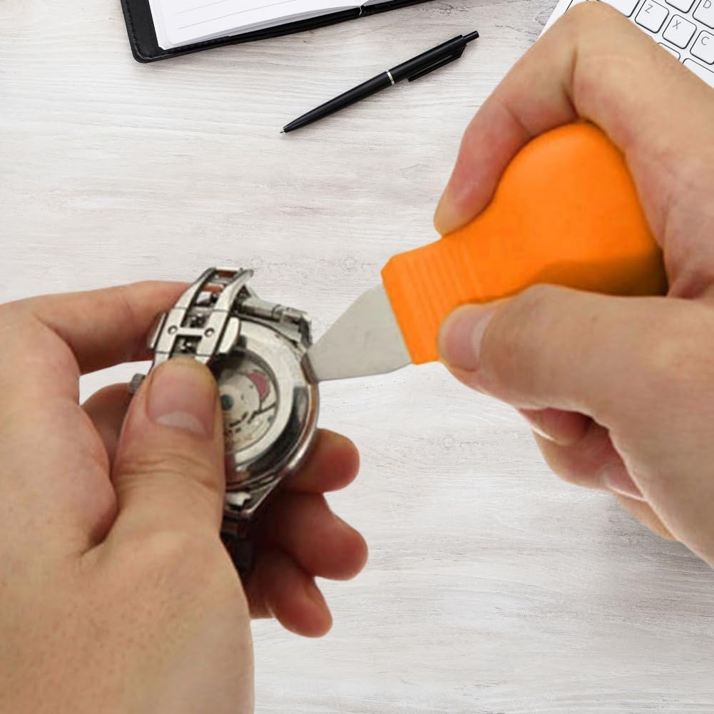 3pcs Watch Back Case Remover Tool Kit ，2 in 1 Watch Back Case Cover Opener Knife & Watch Battery Change Remover Replacement for Watchmakers Repair Tool Fix Tool Set. (Orange color)