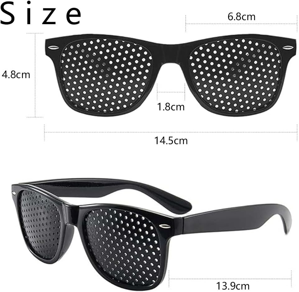 6 Pcs Pinhole Sunglasses, Black Plastic Vision Training Glasses for Men and Women, Full Frame Pinhole Occluder Glasses for Eye Exercise and Vision Improvement