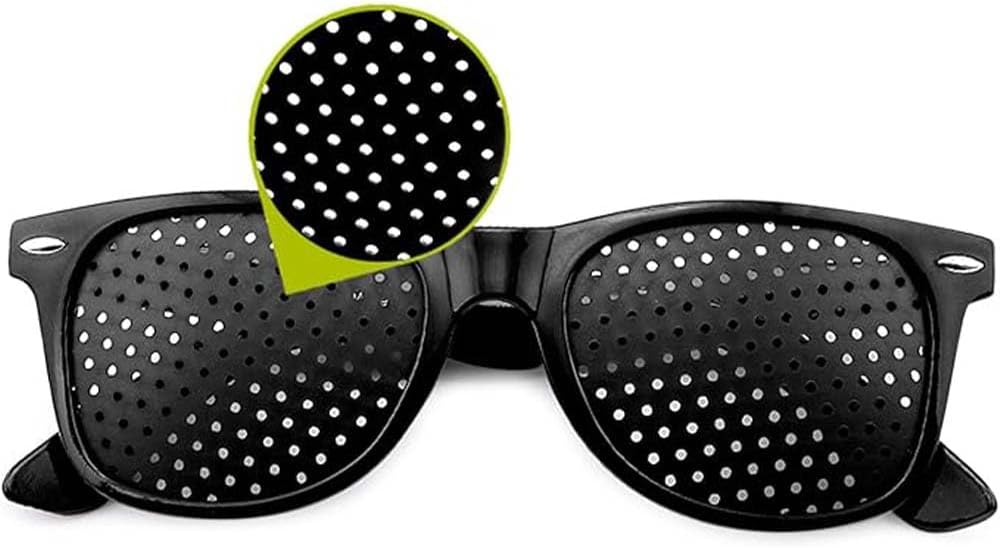 6 Pcs Pinhole Sunglasses, Black Plastic Vision Training Glasses for Men and Women, Full Frame Pinhole Occluder Glasses for Eye Exercise and Vision Improvement