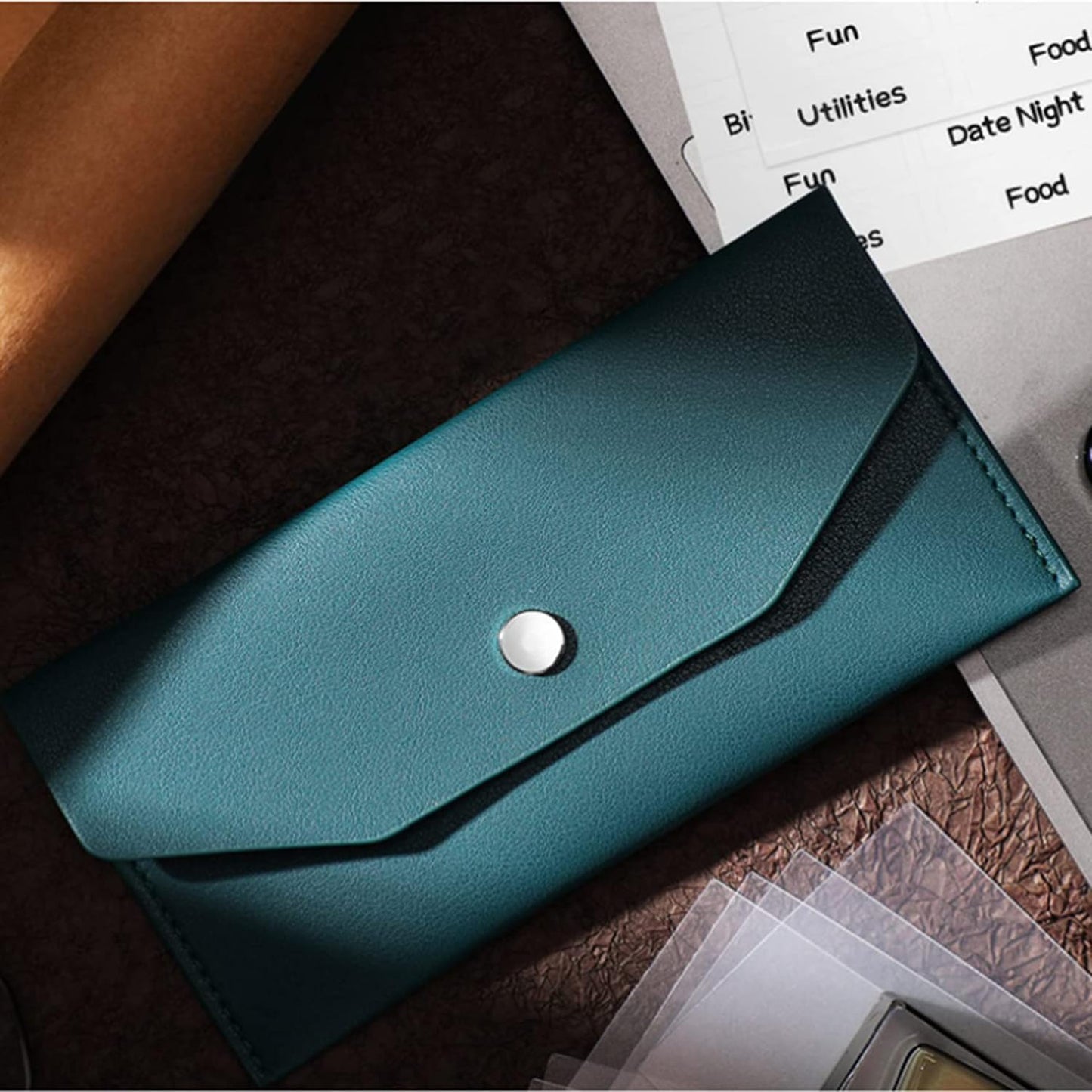 3PCS Leather Cash Envelope Wallet, Reusable Cash Envelope Wallet for Travel and Budgeting
