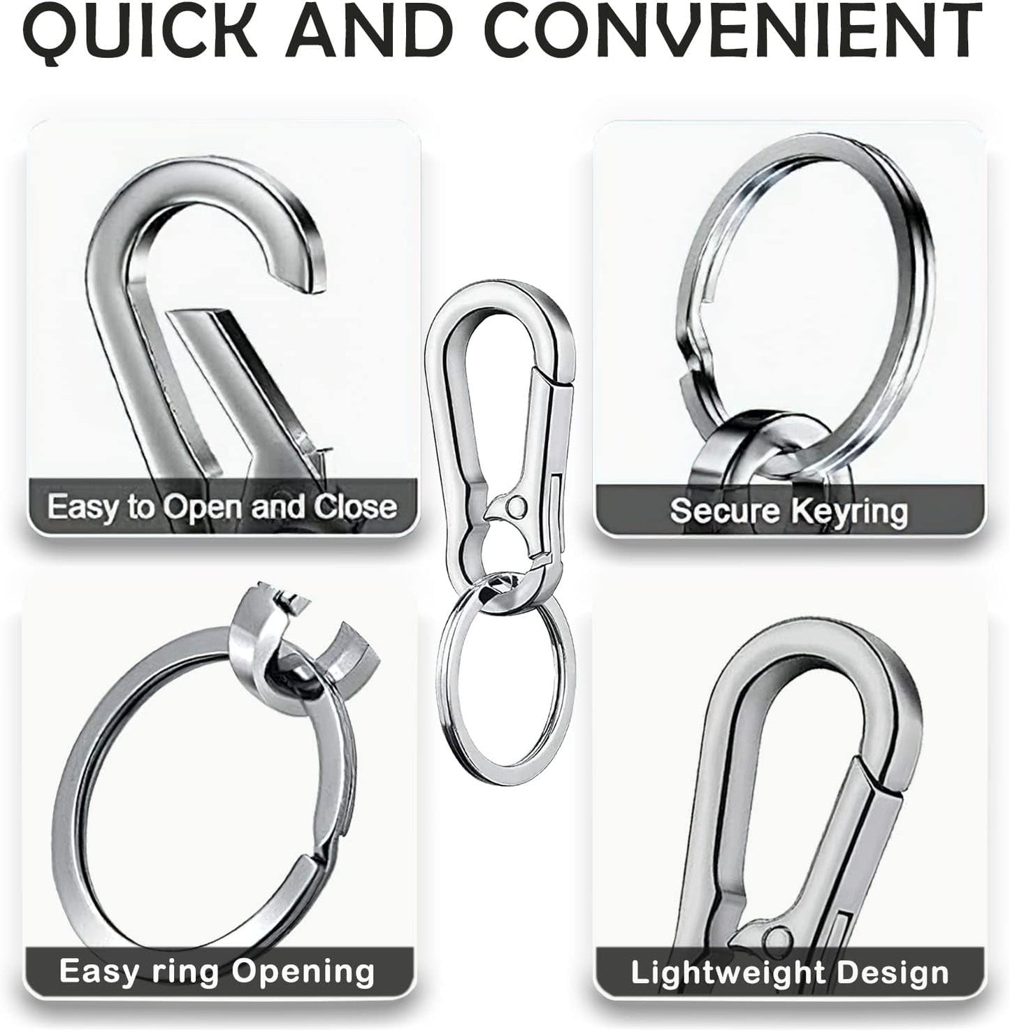 12 PCS Keychain Clip, Keychain Ring, Metal Keychain Holder Organizer for Car Keys, Keychain Carabiner for Men and Women