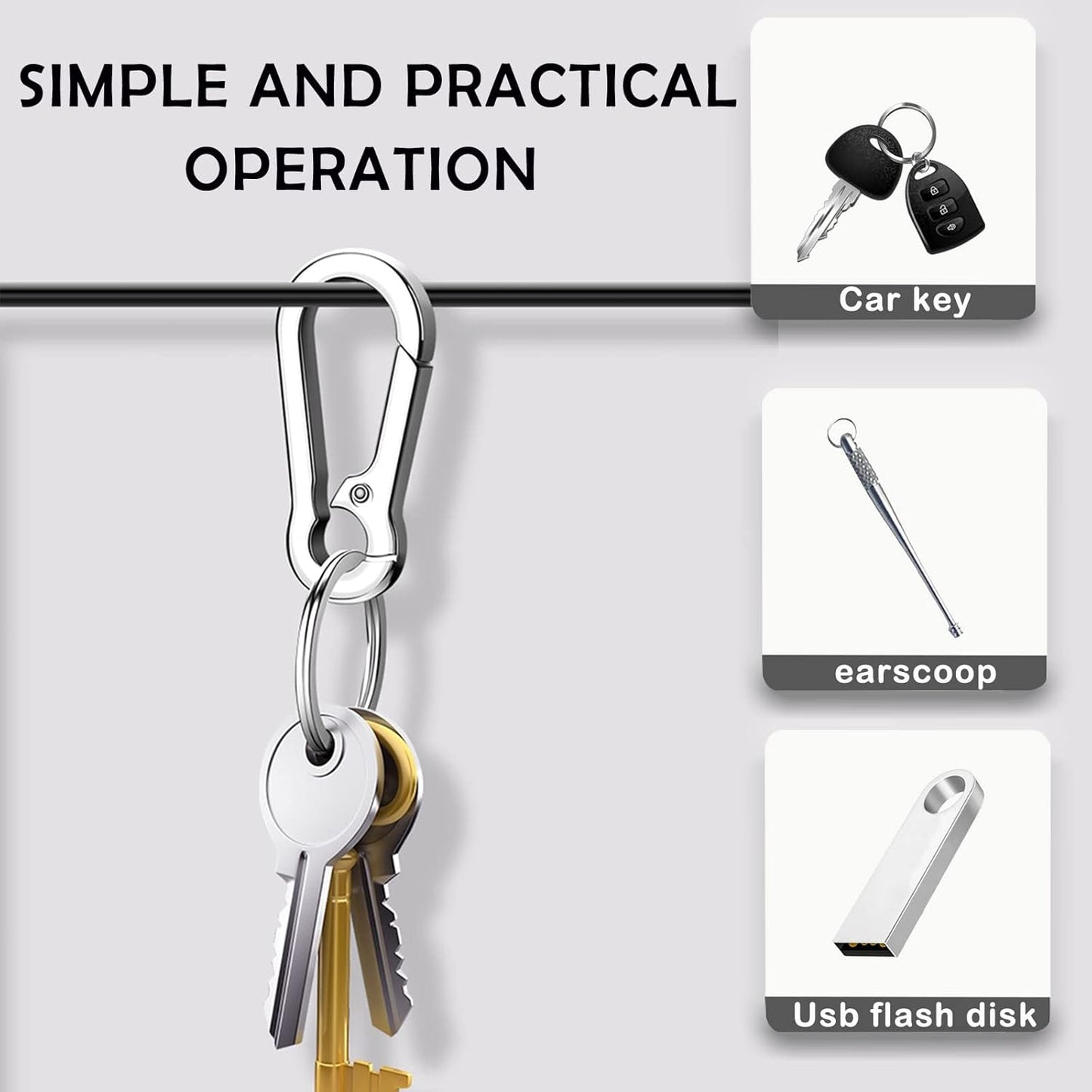 12 PCS Keychain Clip, Keychain Ring, Metal Keychain Holder Organizer for Car Keys, Keychain Carabiner for Men and Women