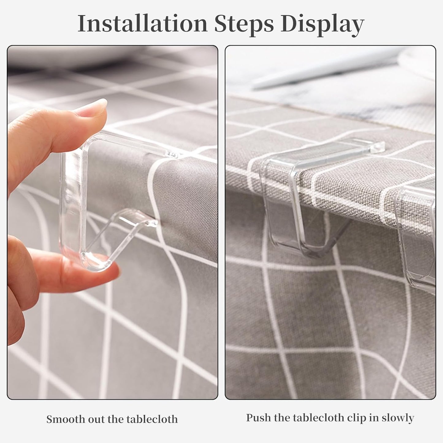 Table Cloth Clips, 24PCS Plastic Transparent Picnic Tablecloth Clips Large Windproof for Christmas Home Wedding Party Indoor Outdoor Camping(2 Sizes)