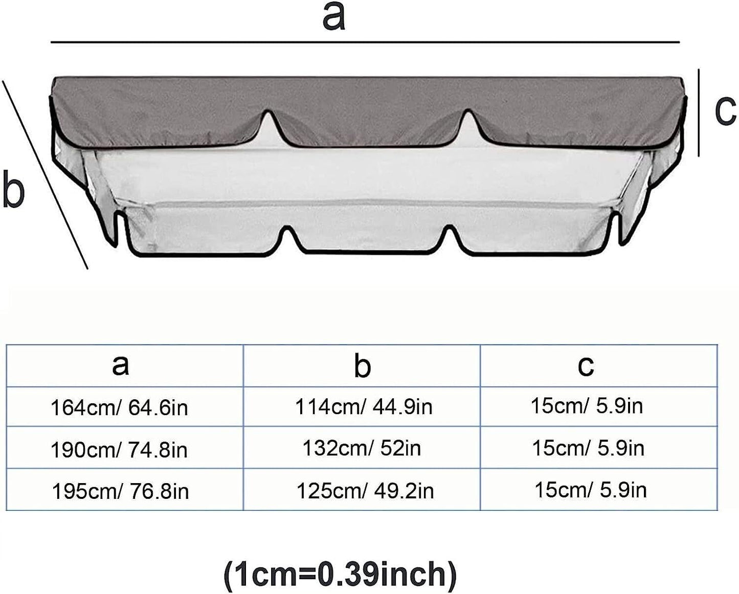 Porch Swing Canopy, Outdoor Swing Cover Replacement Canopy, Swing Canopy Cover Replacement 420D, Top for Porch Patio Garden Pool Seat(Grey,65x45x6inch)