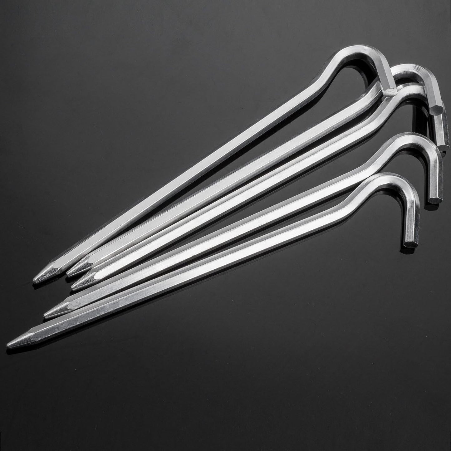 Aluminium Tent Stakes Pegs - 7'' Hexagon Rod Stakes Nail Spike Garden Stakes Camping Pegs for Pitching Tent, Canopies (Silver)