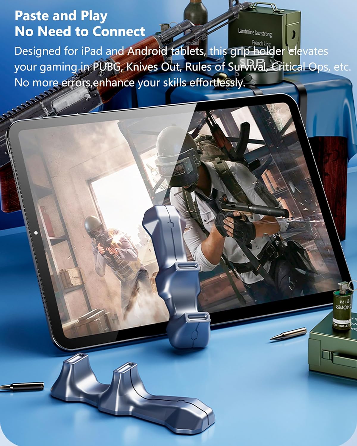 Gaming Handle for iPad, Anti-Slip Silicone Gamepad Grip, Tablet Game Controller for PUBG/Knives Out/Rules of Survival