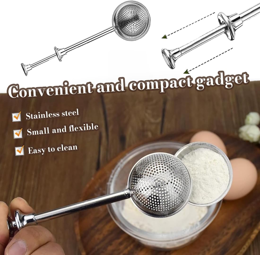 Powdered Sugar Shaker Duster Stainless Steel Dusting Wand Flour Sifter for Baking Flour Spices Baking Tools