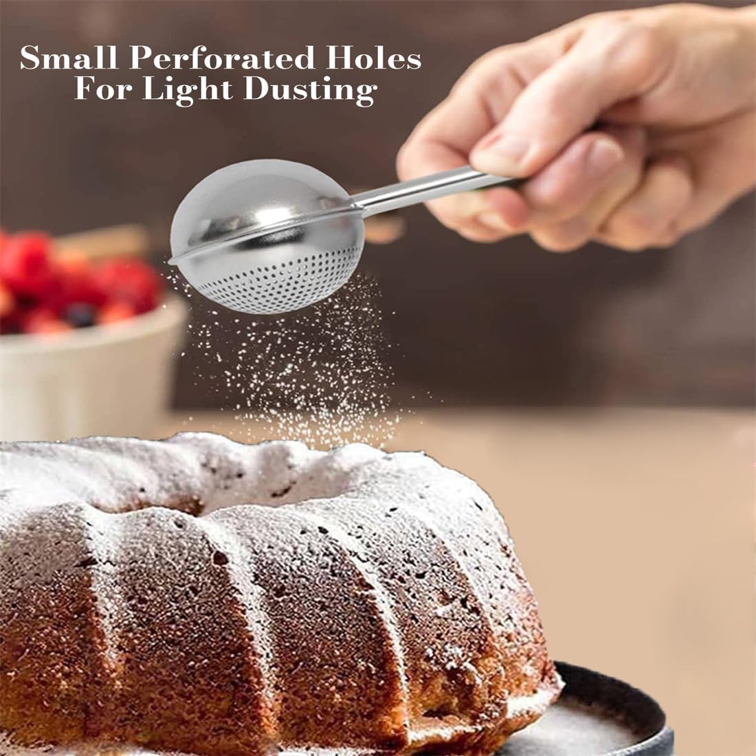 Powdered Sugar Shaker Duster Stainless Steel Dusting Wand Flour Sifter for Baking Flour Spices Baking Tools