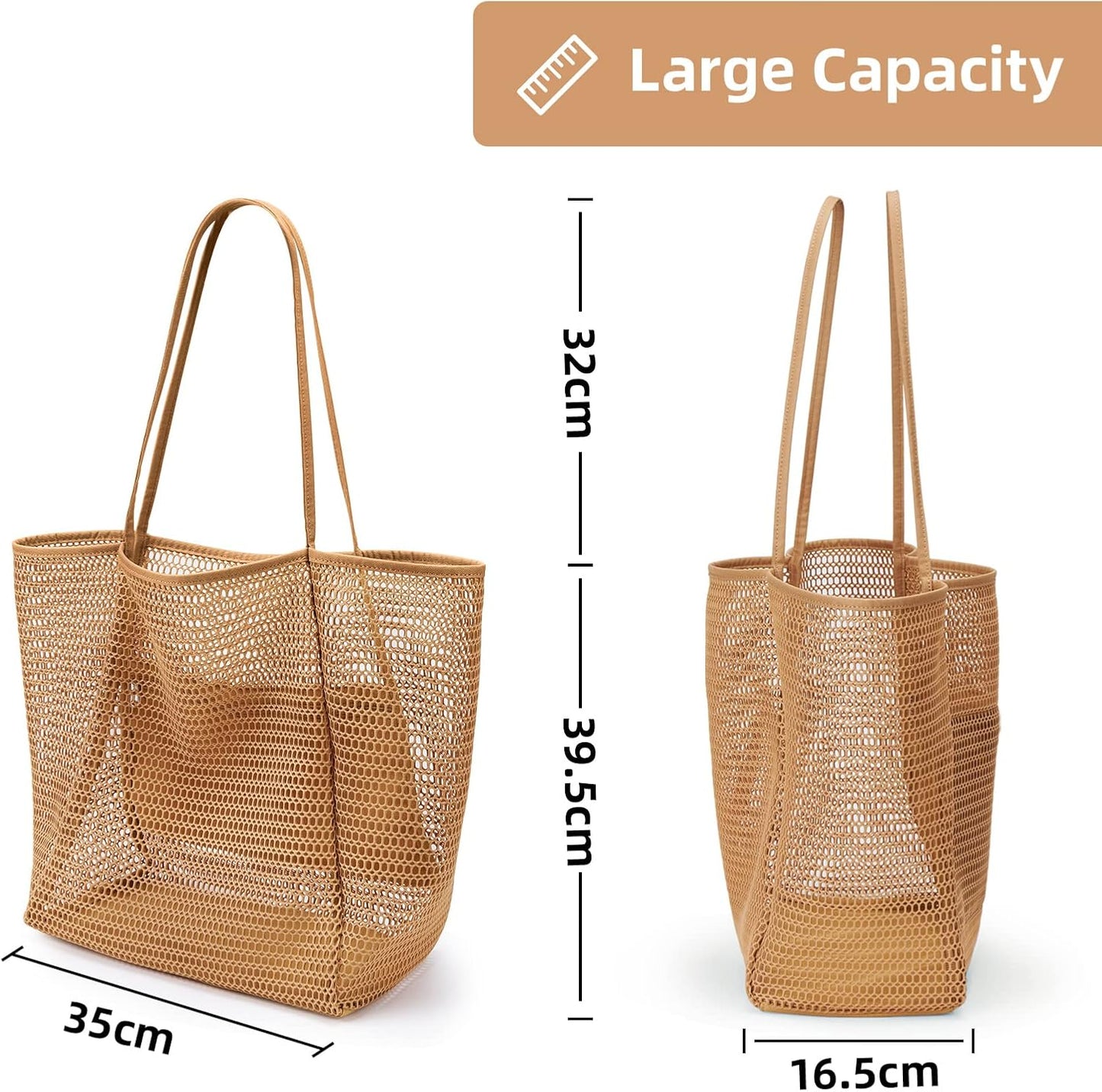 Oversized Beach Tote Bag, Semi Mesh Tote Bag Foldable MAX 35L Laundry Tote Bag For Beach Picnic Laundry Vacation
