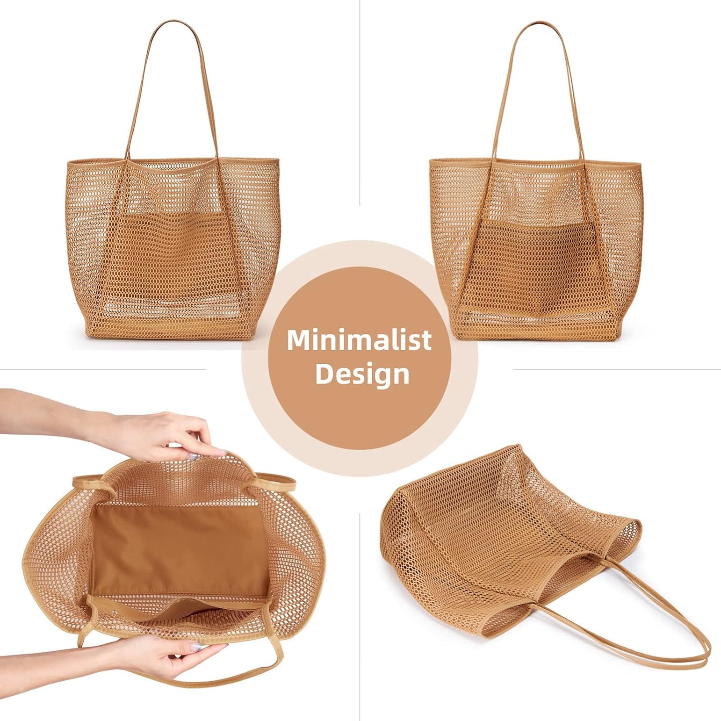Oversized Beach Tote Bag, Semi Mesh Tote Bag Foldable MAX 35L Laundry Tote Bag For Beach Picnic Laundry Vacation