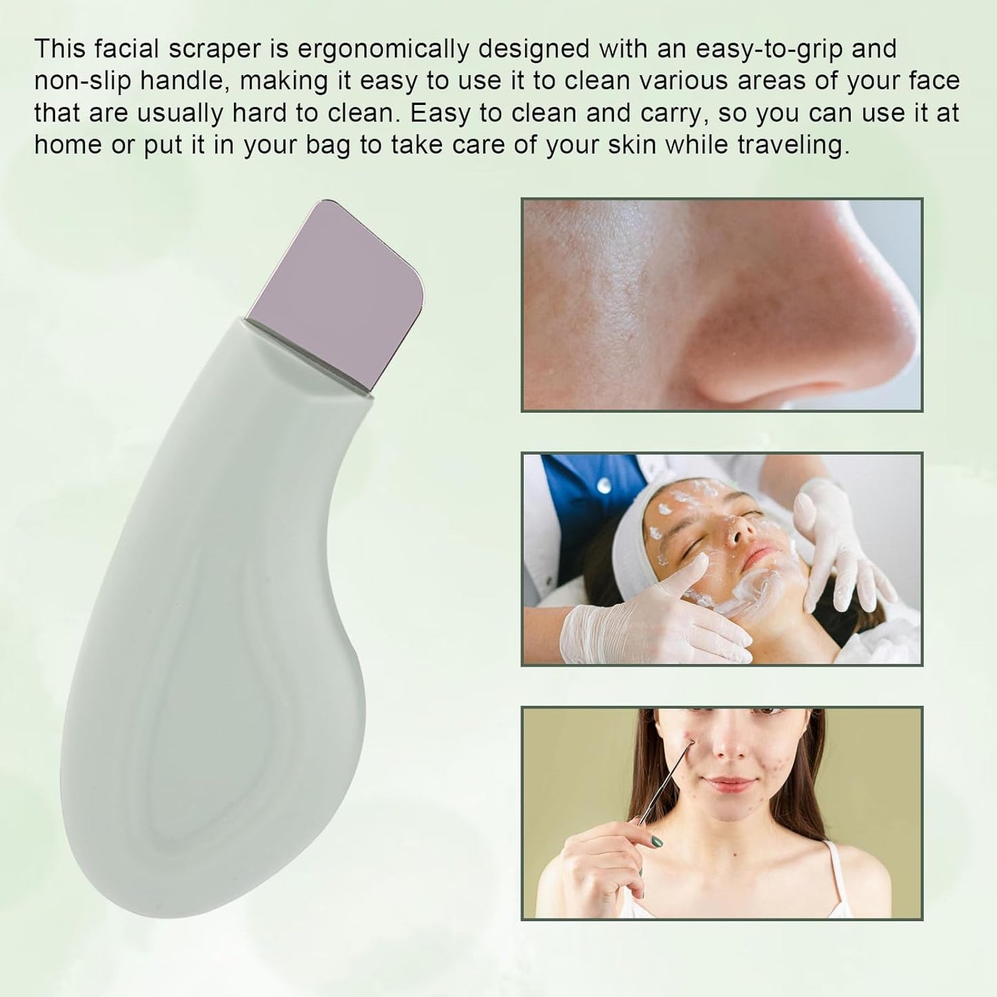 Blackhead Remover, Silicone Nose Blackhead Scraper, Deep Clean Skin Pore Spatula, Face Spatula, Green