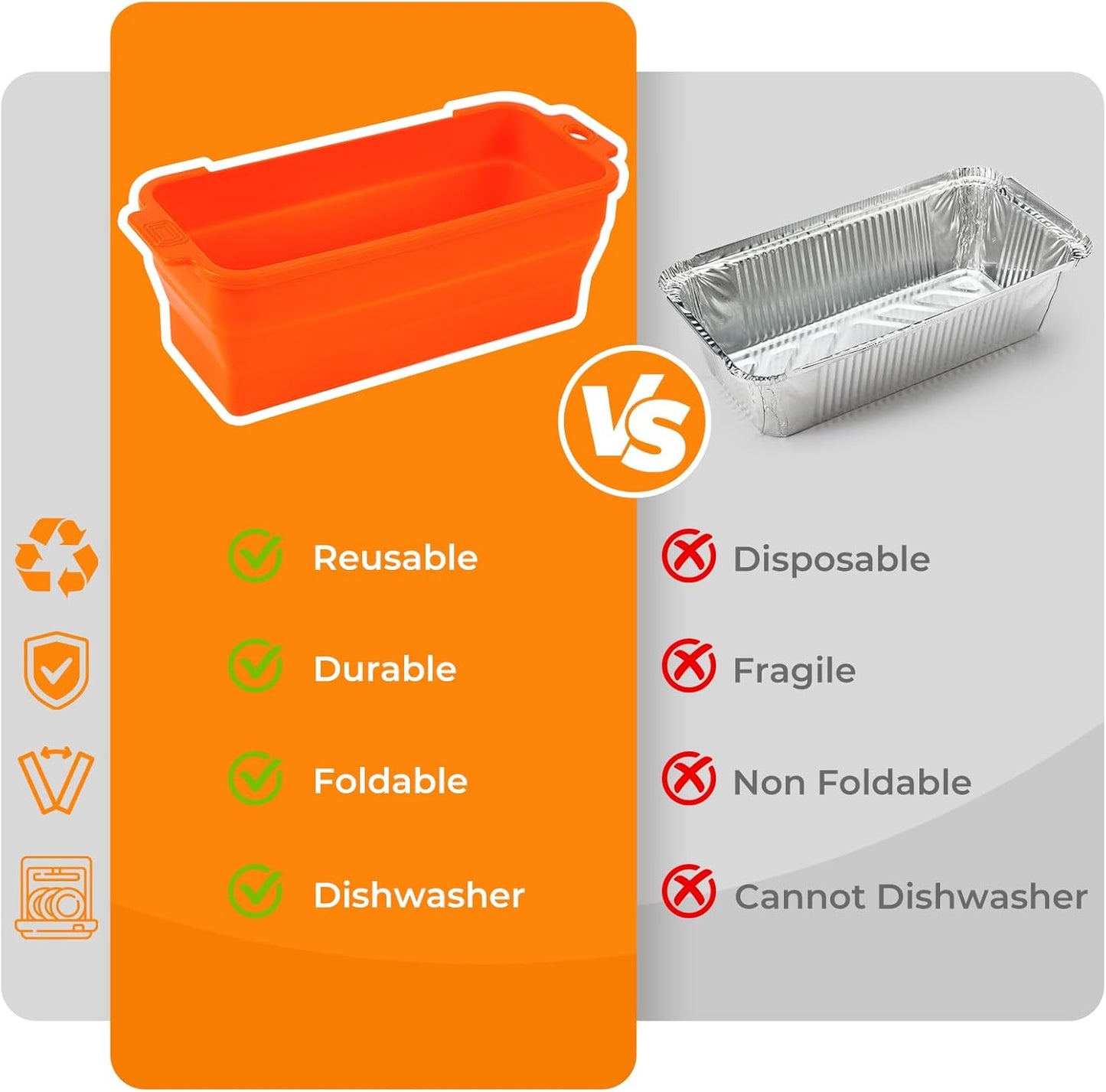 Silicone Grease Cup Liners 2-Pack: Blackstone Griddle Accessories - Reusable Foldable Drip Pan Liners for 17"/28"/36" Blackstone Griddle BBQ Grease Catcher Cup Protection（Orange