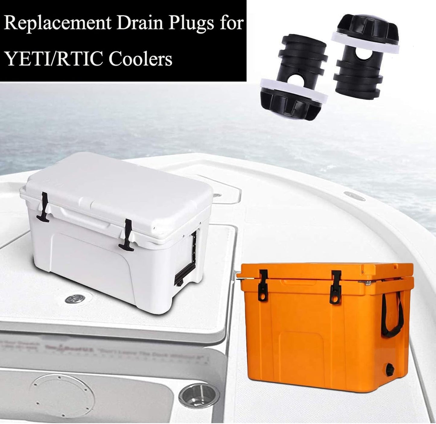 2 Pack Yeti Cooler Drain Plug Replacement Accessories - Compatible with Most Rotomolded Coolers - Leak-Proof Design