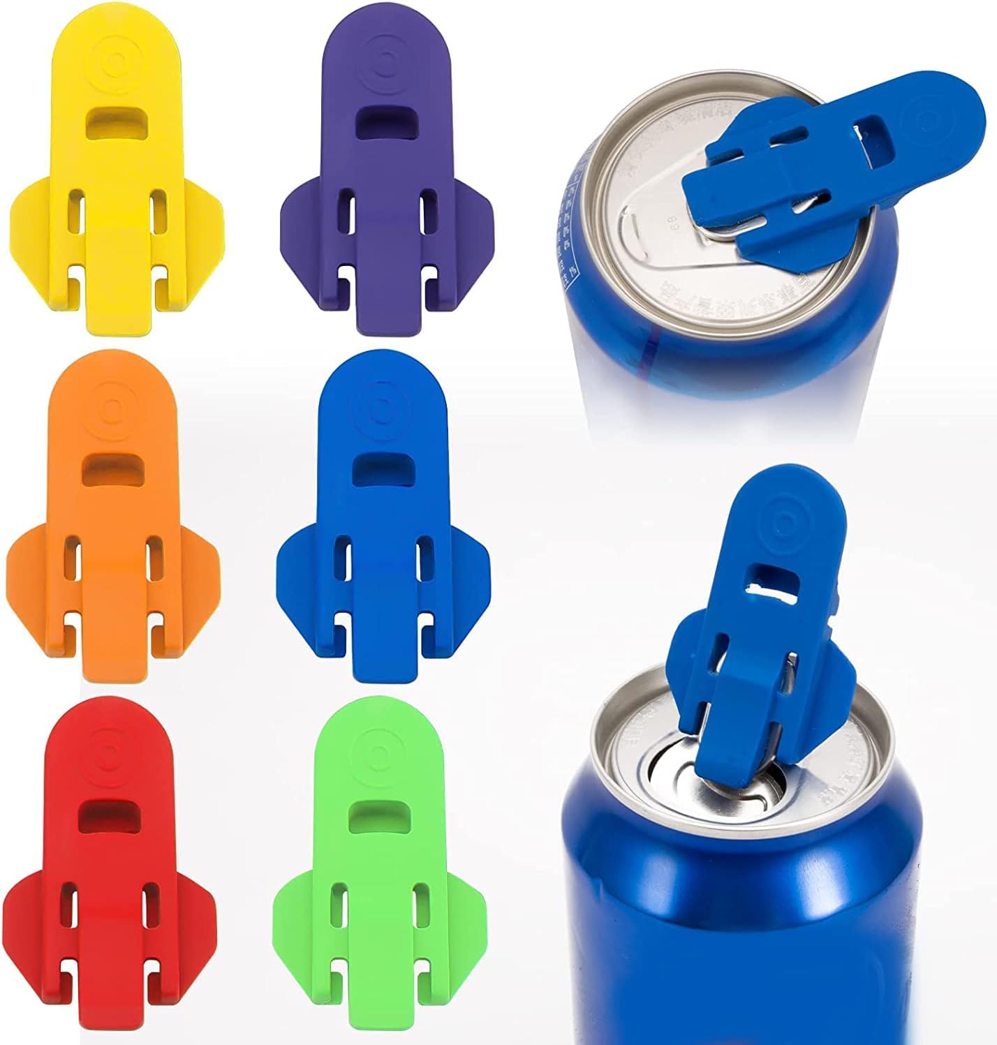 6 Pcs Manual Can Openers Manual Easy Can Opener for Family Drinks Protector Opener Drink Shield Plastic Tinned Can Tab Openers for Pop Beer Soda Cans Beverage Protector