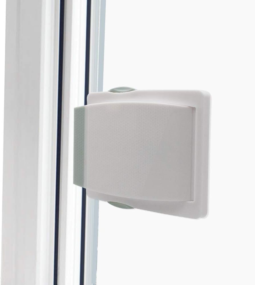 Child Proof Window Sliding Door Lock 2 Grey Packs (Suit for Working Space Over 0.42in and Under 1.18in) Security Your Baby Safe and Protect Kid outof Dangerous at Home (2, Grey)