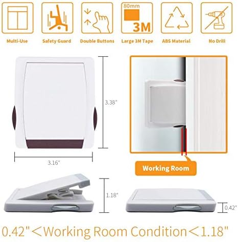 Child Proof Window Sliding Door Lock 2 Grey Packs (Suit for Working Space Over 0.42in and Under 1.18in) Security Your Baby Safe and Protect Kid outof Dangerous at Home (2, Grey)