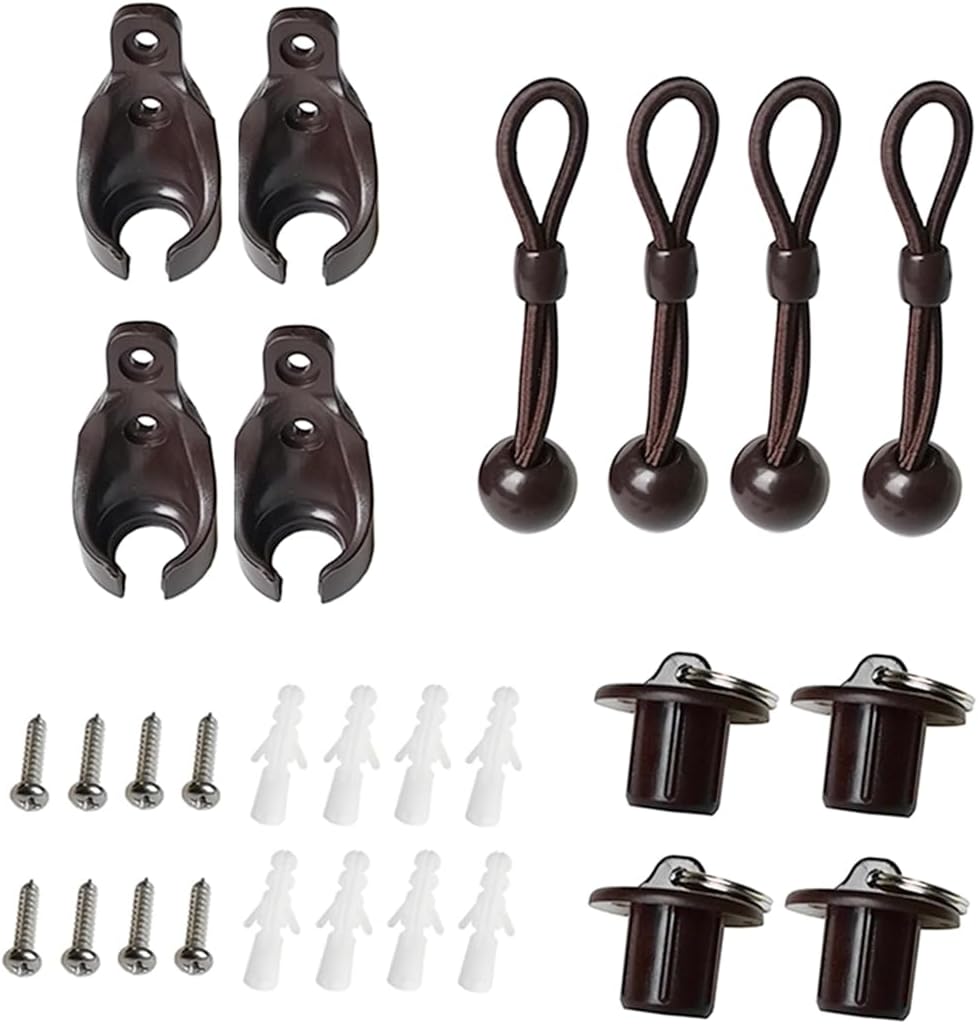 Replacement Shade Parts Bungee End Cap Kit for Exterior Cordless Roller Shades Outdoor Blinds（ 2 Sets）(Brown)