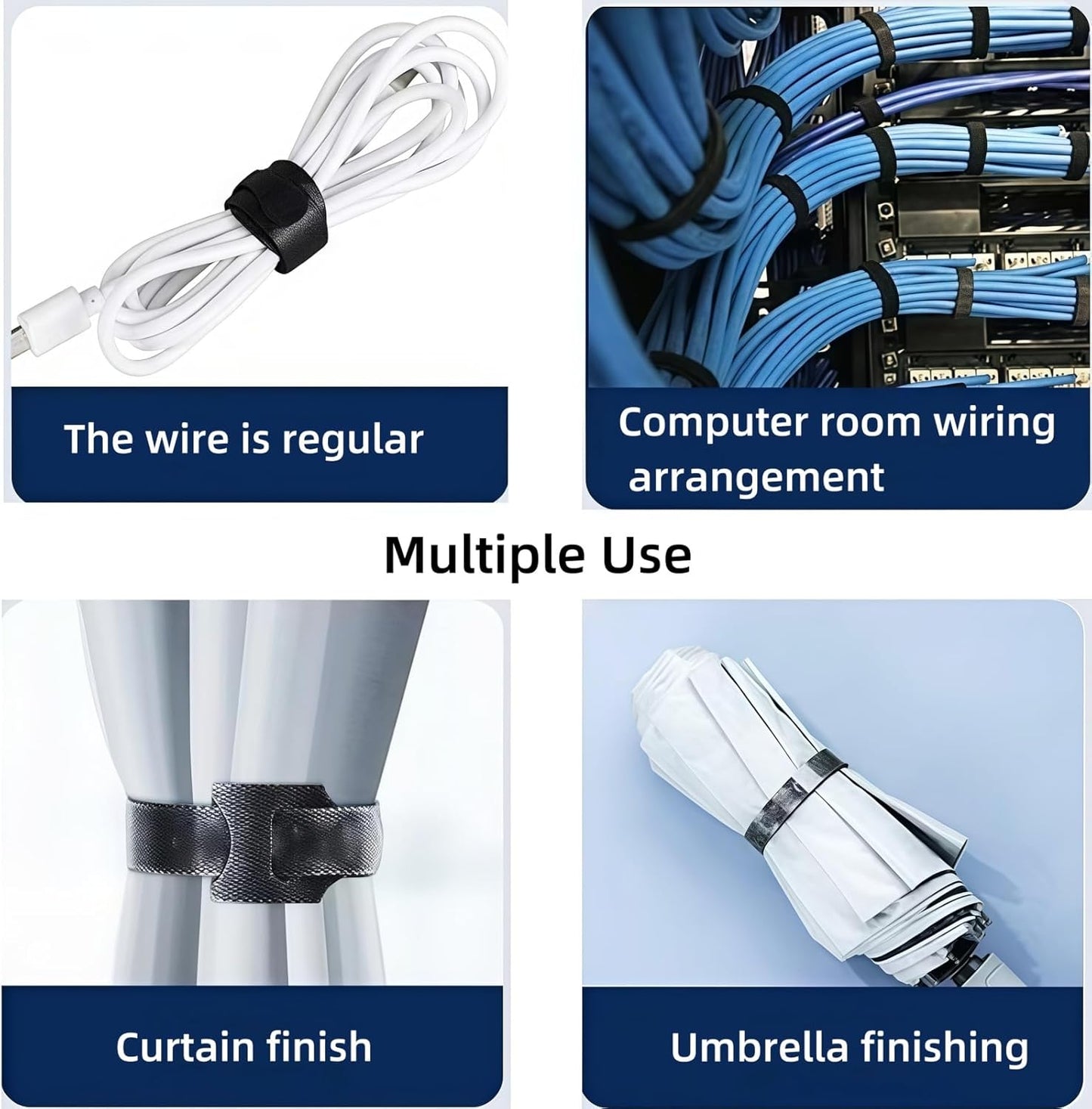 100 PCS 6 Inches Reusable Cable Ties, Adjustable Wire Ties, Cable Organizer, Cord Wrap and Hook Loop Cords Management for Organizing Home, Office, Data Centers（Black）