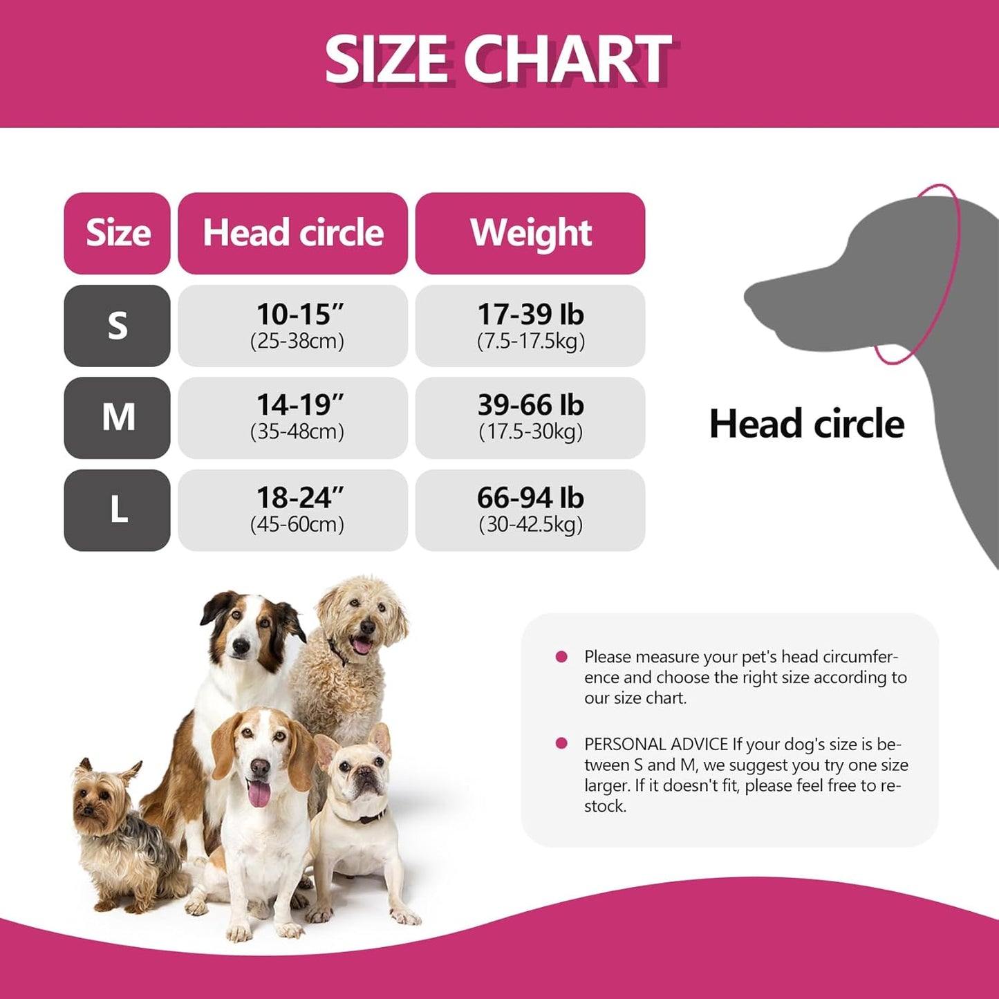 Waterproof Dog Ear Covers for Grooming, Bathing,Swimming, Pet Calming Hoodie Dog Ear Muffs Noise Protection for Blow Drying Sleep Help Headband (Pink，M)