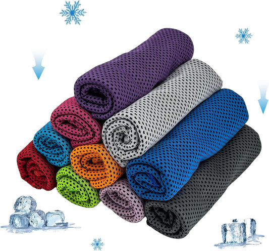 Cooling Towel Ice Towel Workout Towel, Soft Breathable Sweat Towel for Sports, Yoga, Gym, Golf, Camping, Running, Fitness, Workout & More Activities (10 PCS)