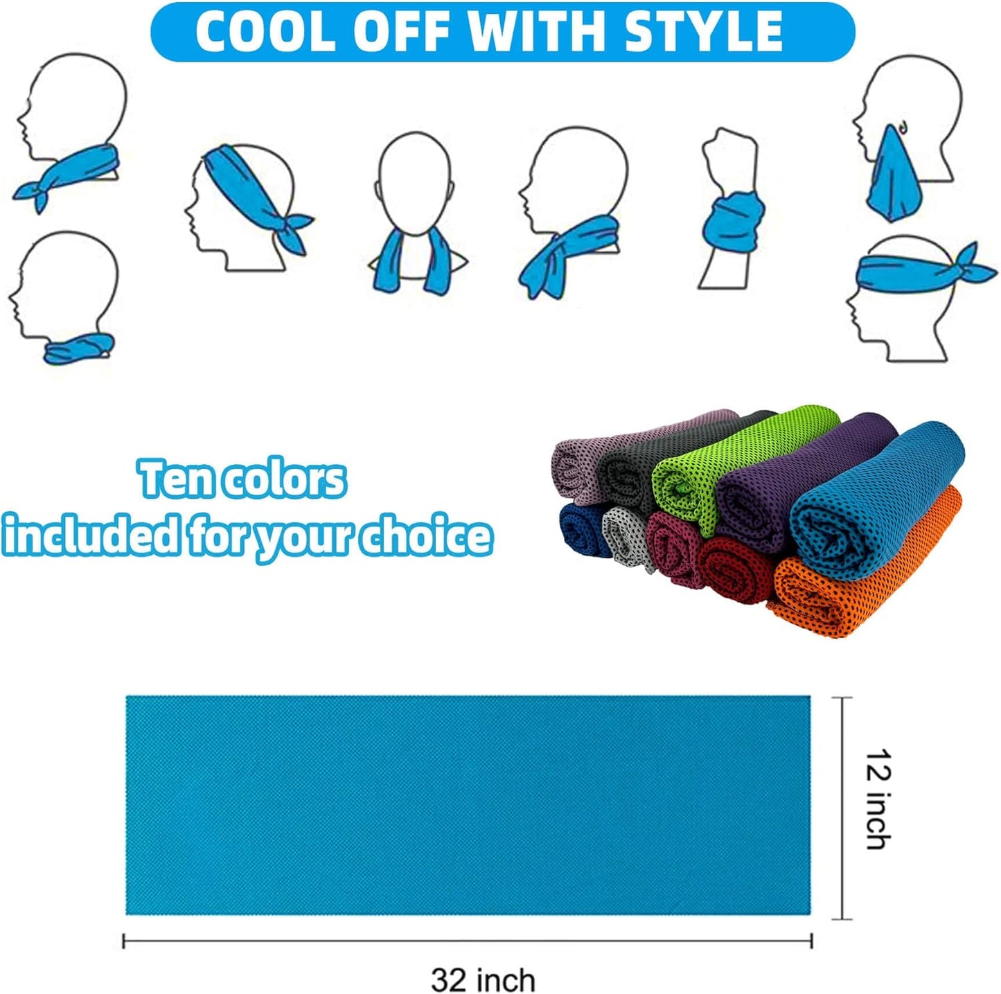 Cooling Towel Ice Towel Workout Towel, Soft Breathable Sweat Towel for Sports, Yoga, Gym, Golf, Camping, Running, Fitness, Workout & More Activities (10 PCS)
